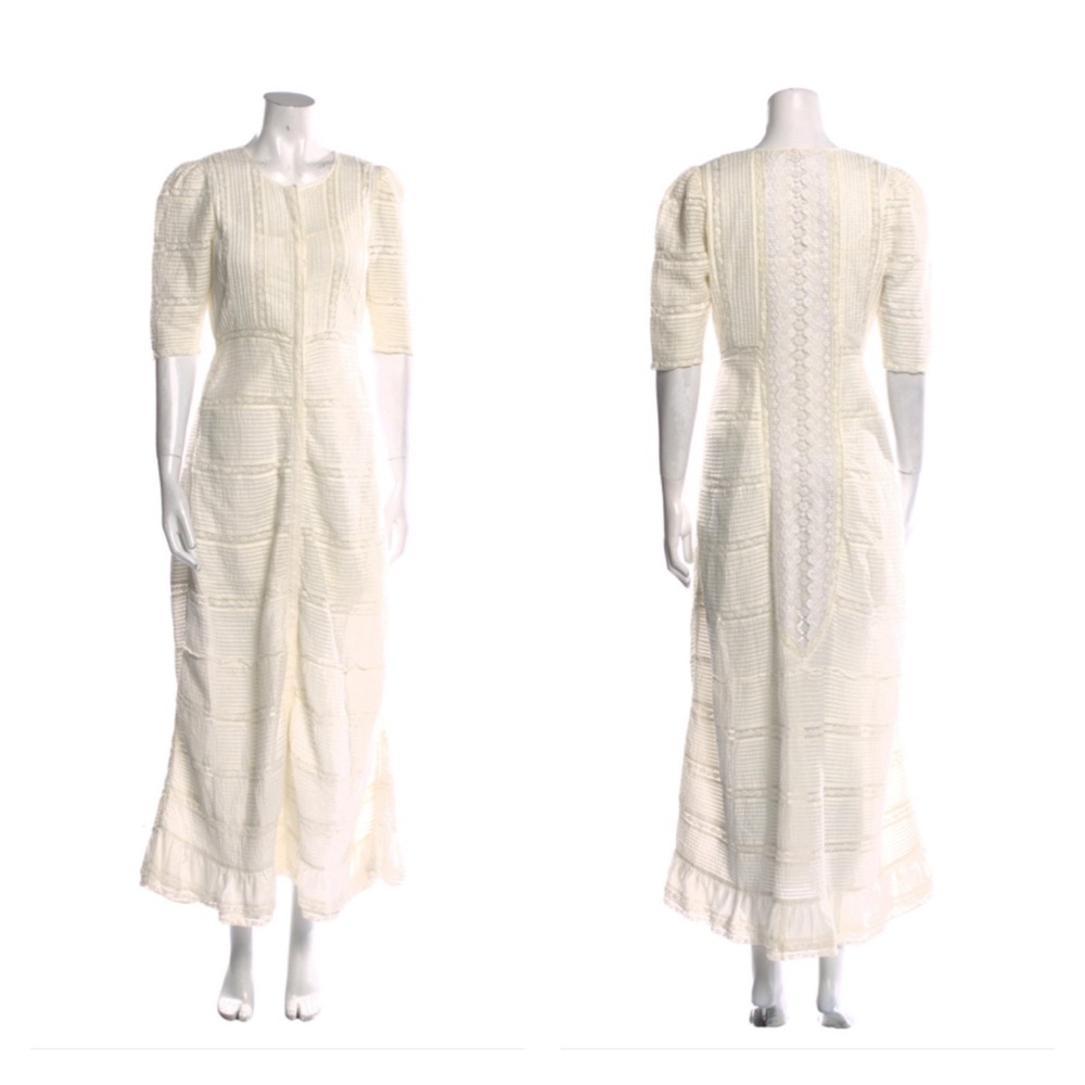 LoveShackFancy Ivory Lace Cottagecore Prairie Feminine Midi Dress